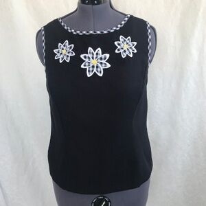*4/$20* MHM/Melissa Harper Black Top With Flowers